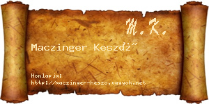 Maczinger Kesző névjegykártya